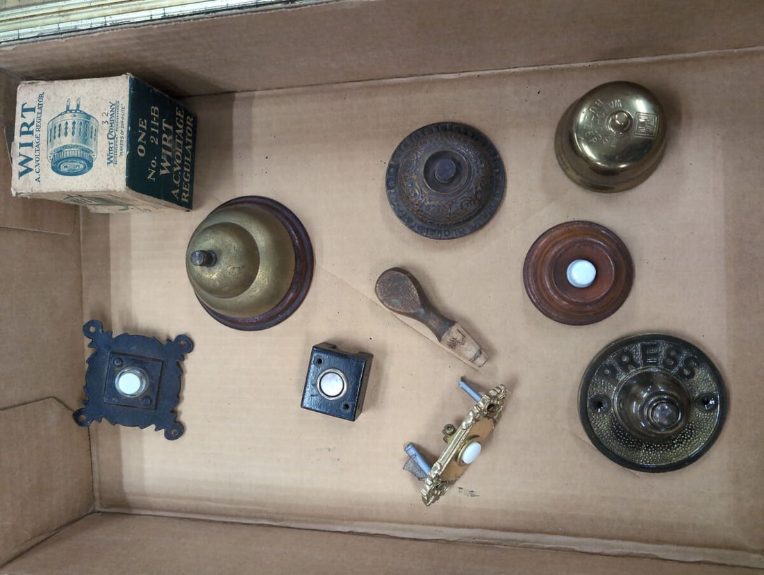 Collection of Architectural Doorbells, Push Buttons, and Wirt AC Voltage Regulator (1 of 3)