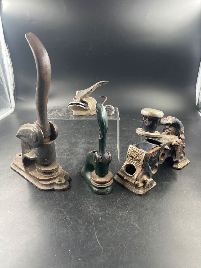 Collection of Four Office Sealing and Cancelling Presses Including Model AD Centennial (1 of 8)