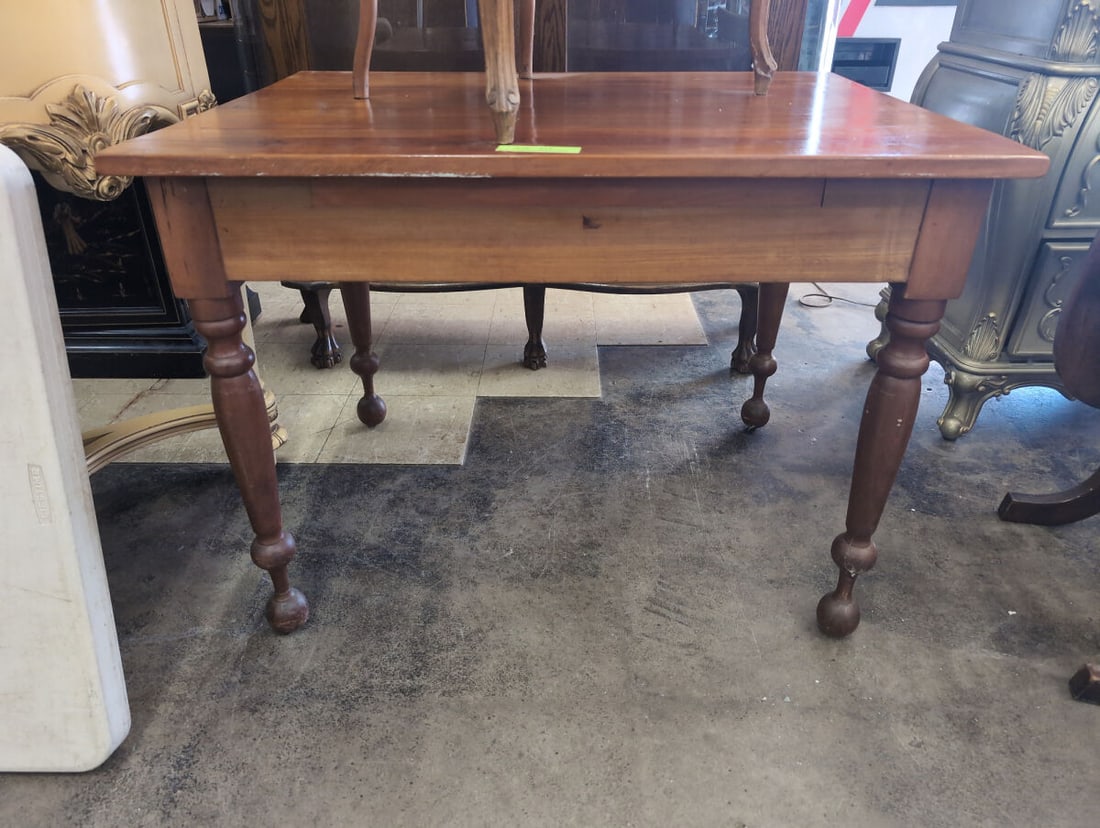 Cherry Table with Turned Legs and Rectangular Top (1 of 2)