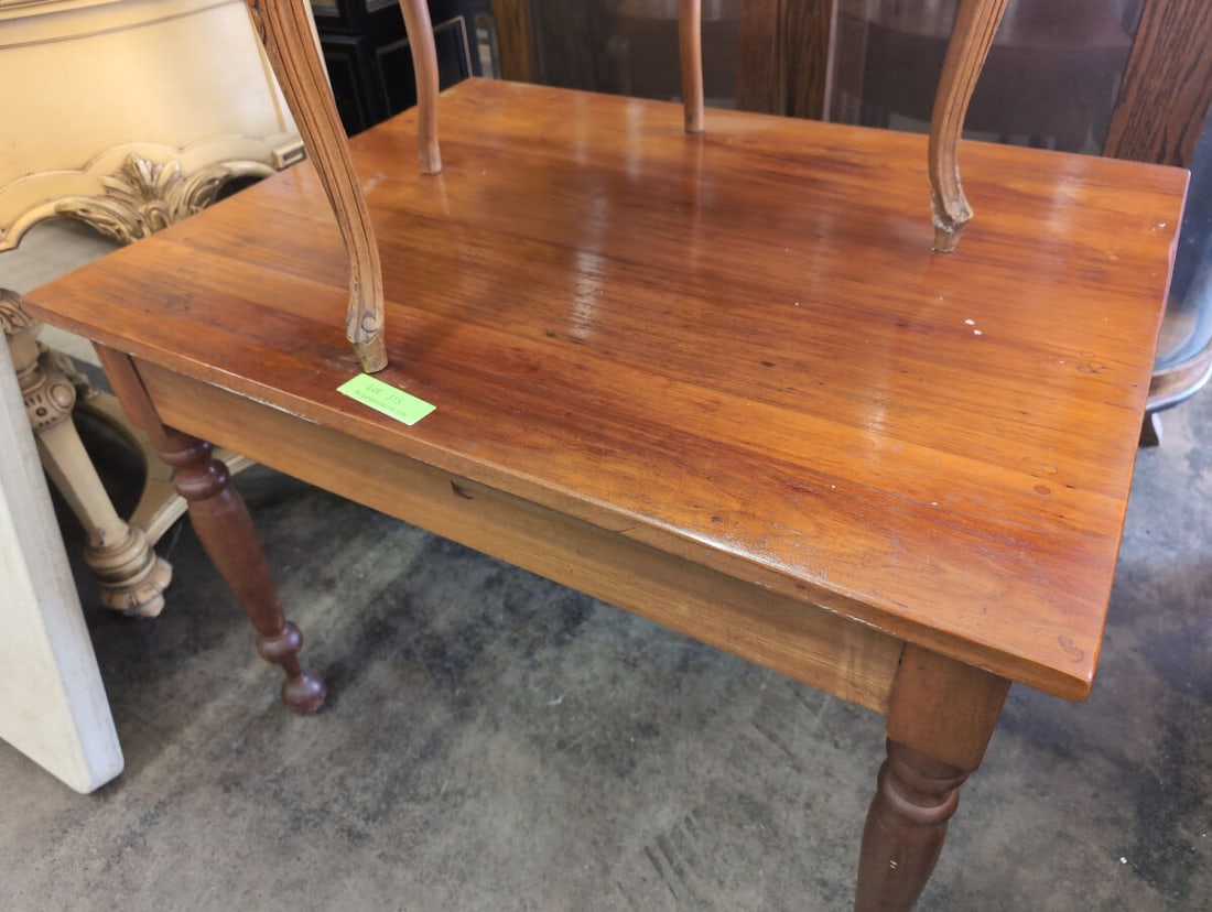 Cherry Table with Turned Legs and Rectangular Top - 2