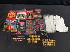 Military Insignia And Medals: Military Items Including Medals, Ribbons, Patches, Rank Insignia, Buttons, Gloves, And Keychain Bottle Openers. Includes Vanguard-Branded Items.