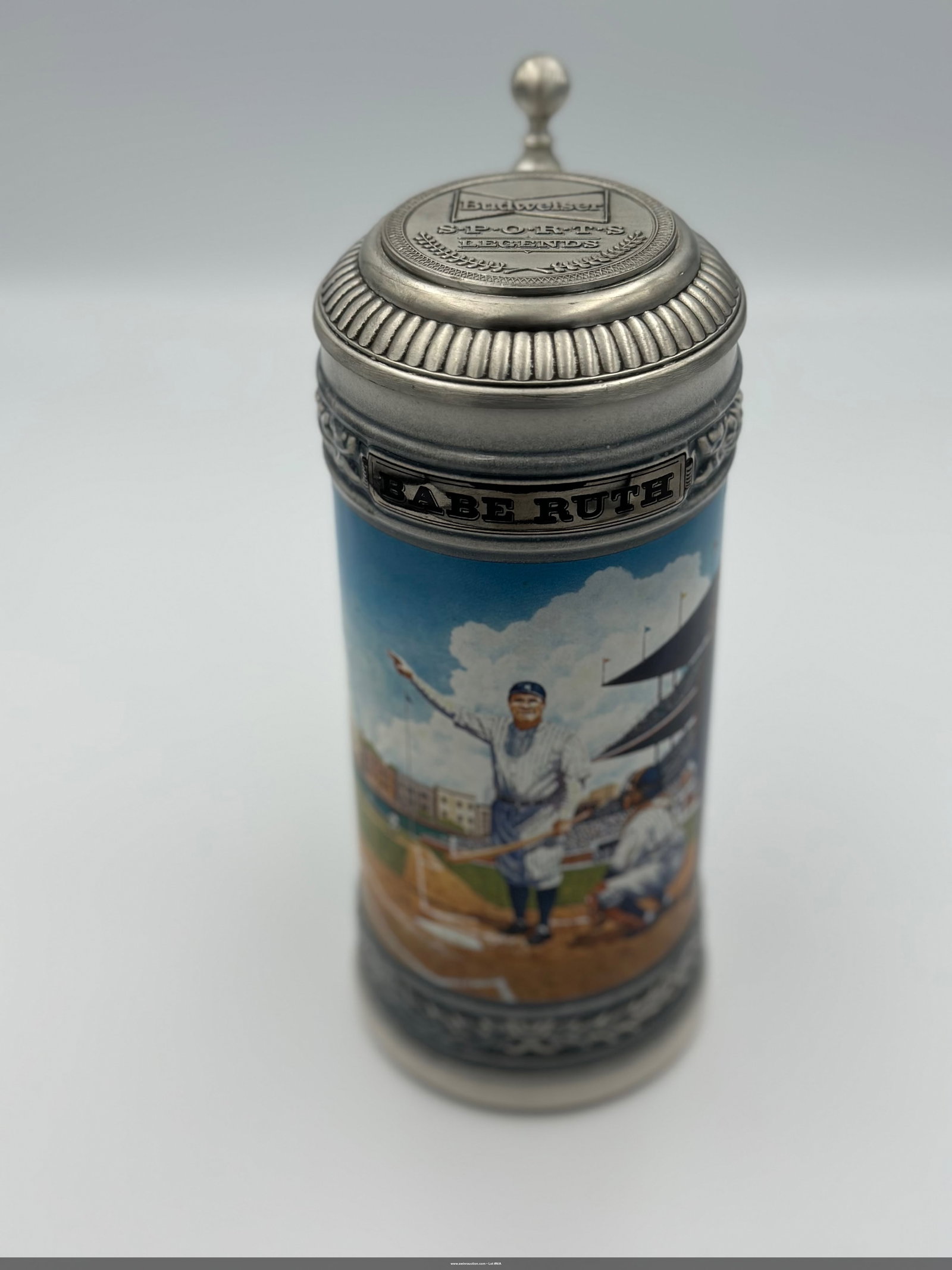 From a Private Estate of a Lifelong Collector & Physician-Sports Legends and Collectibles: Vtg Budweiser Sports Legends BABE RUTH 1991 Beer Stein Limited Edition ( no box )