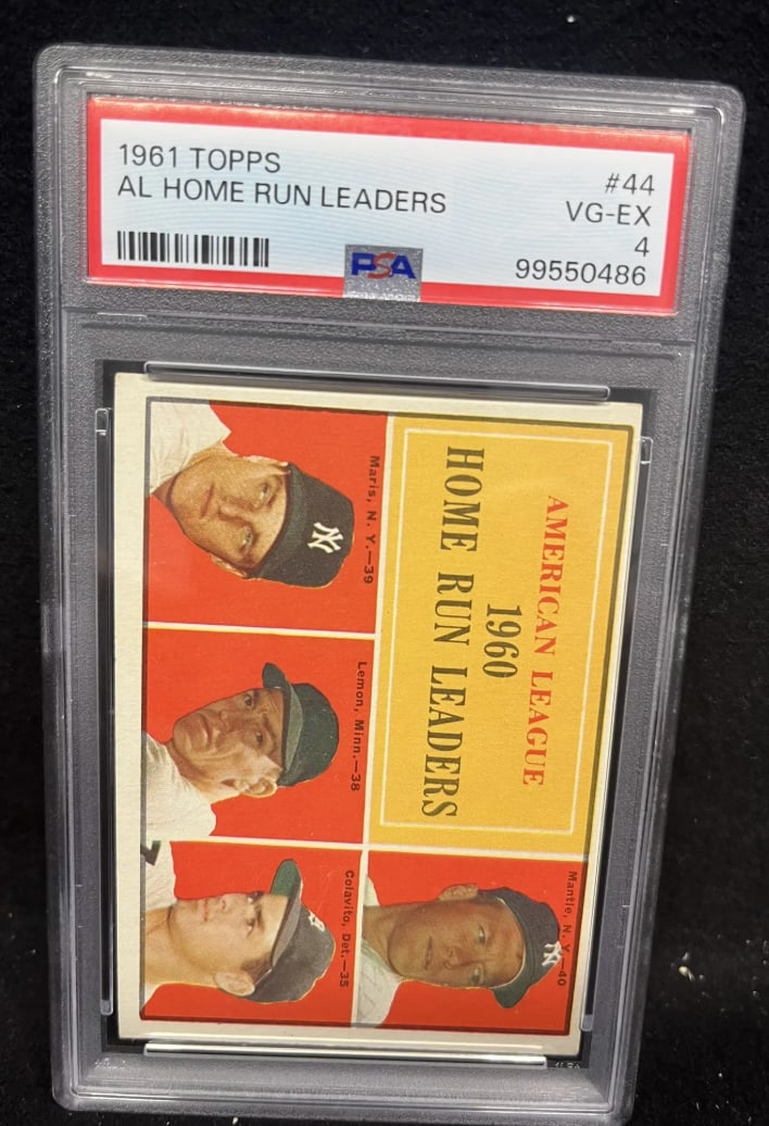 From a Private Estate of a Lifelong Collector & Physician-Sports Legends and Collectibles: 1961 Topps #44 AL Home Run Leaders PSA 4 VG-EX Mantle Maris