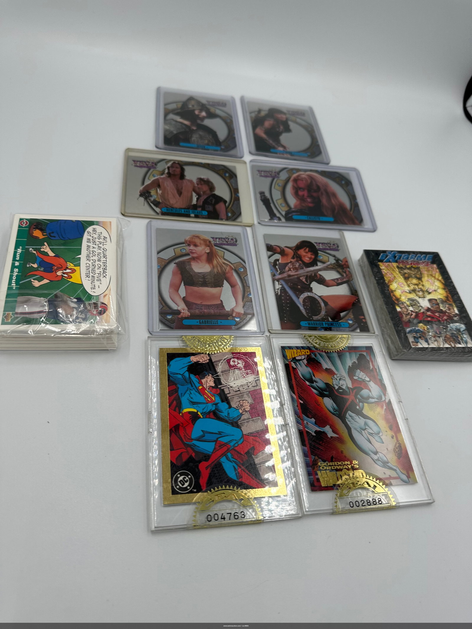 a diverse collection of superhero and Zena the Warrior Cards (1 of 2)