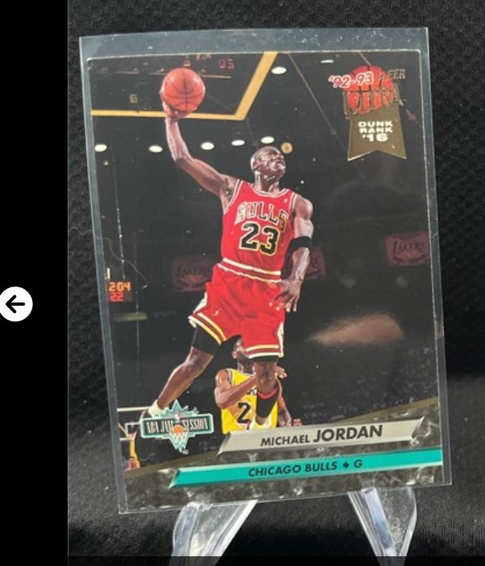 1992-93 Fleer Ultra #216 Michael Jordan Basketball Card - Top 20 Jammer (1 of 2)