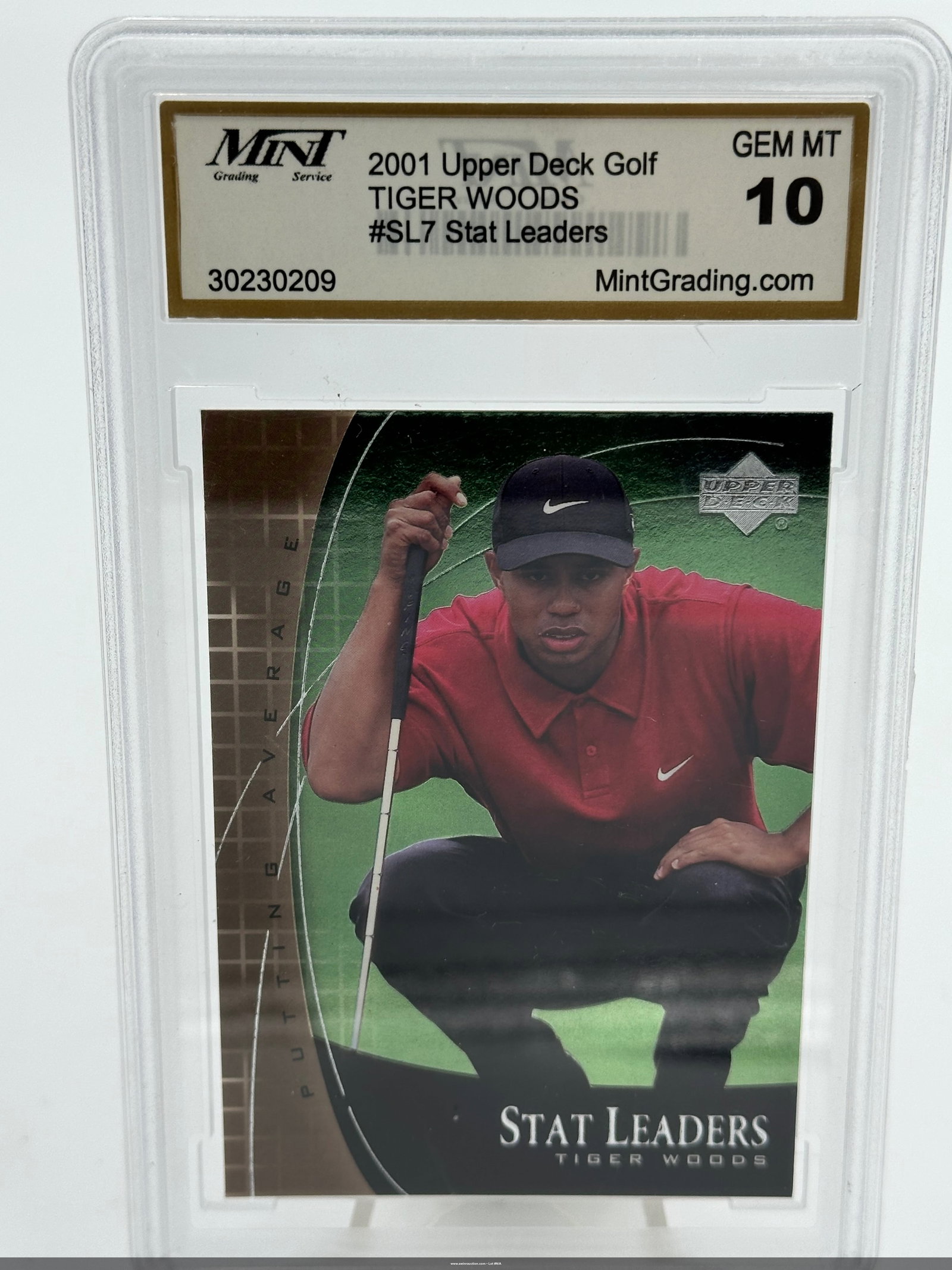 2001 Upper Deck Tiger Woods Stat Leaders Card (1 of 2)