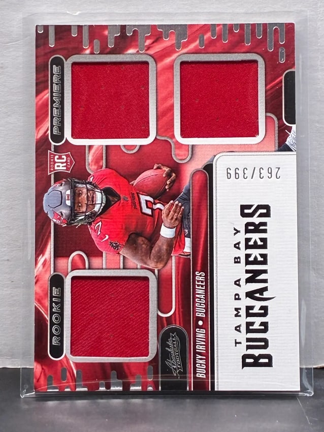 Bucky Irving 2024 Panini Absolute Rookie Premier Triple Patch (1 of 2)