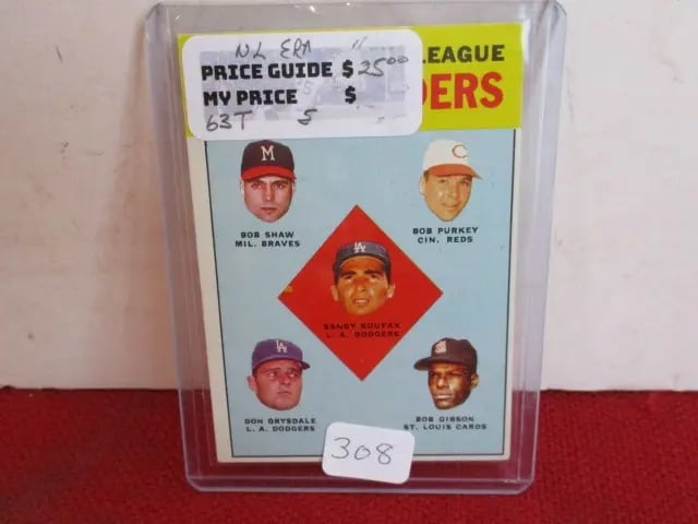 1963 Topps Sandy Koufax Earned Run Average Leaders Trading Card (1 of 2)