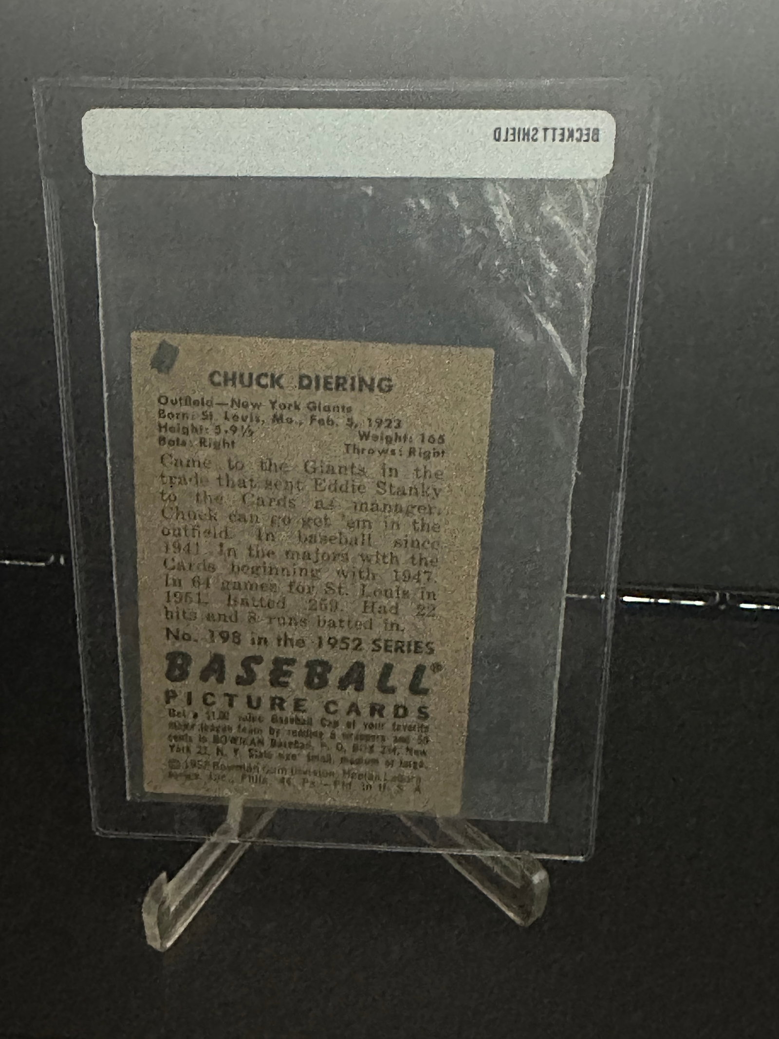 1952 Bowman Chuck Diering baseball Card (1 of 1)