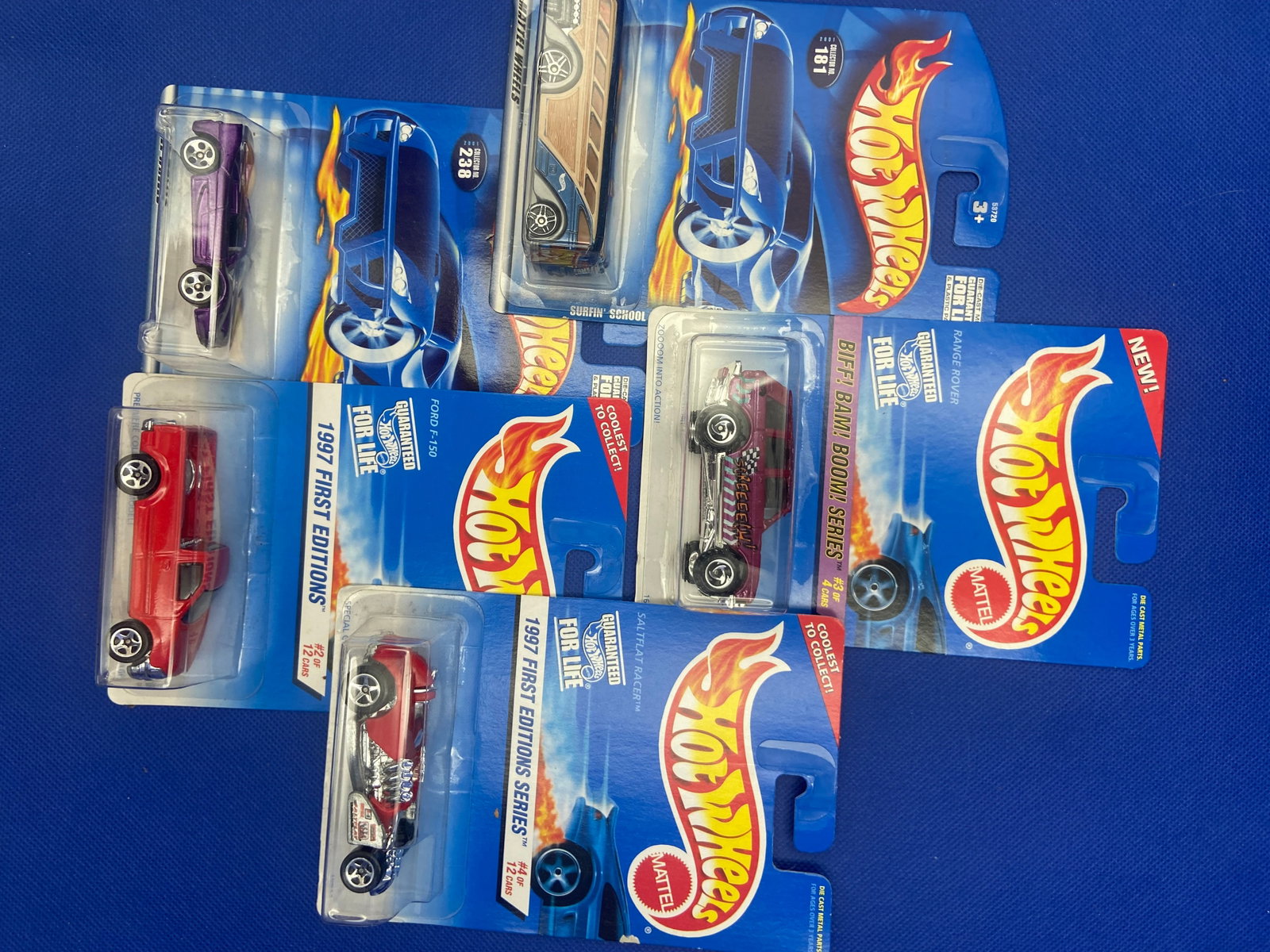 Vintage Hot Wheels Lot of 5: Mattel Hot Wheels cars from the early 2000s in their original sealed packaging. Lot of 5.