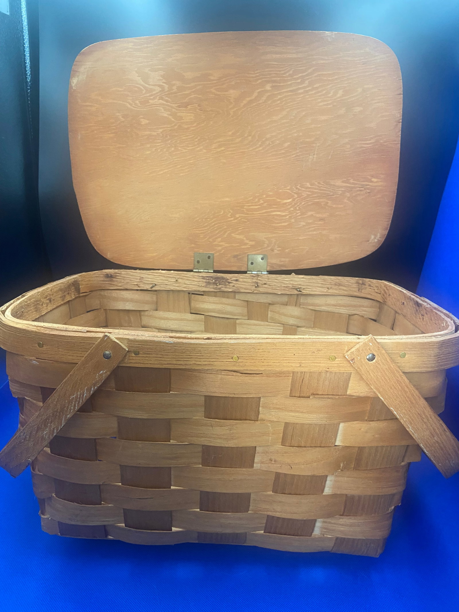 Vintage Wood Picnic Basket - 3