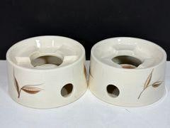 Hand Painted Votive Warmers: Pair of Vintage Hand Painted Ceramic Votive Burners/Warmers for teapots. Made in Japan.
