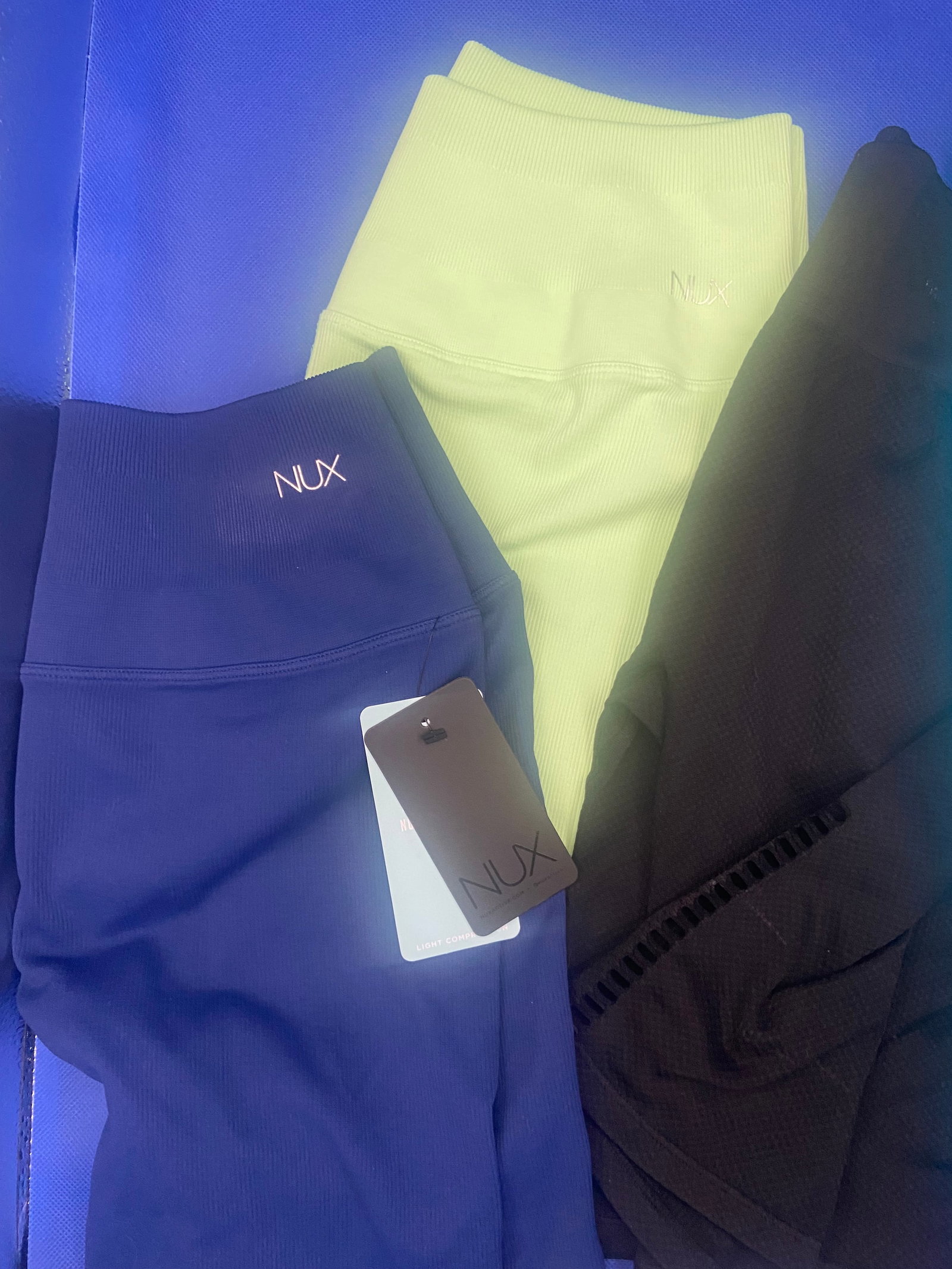 Activewear brand new: Brand new with tags NUX activewear shorts. Variety of colors and styles. 3 are size large. 1 is size medium. Lot of 4. High Estimate: 500.00