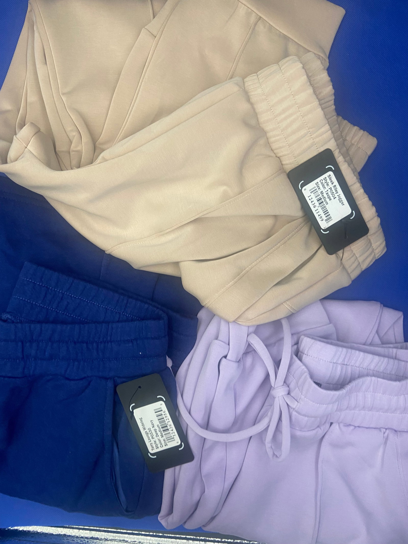 Streetwear brand new: Brand New with tags NUX streetwear bottoms. Lot of 3. All sizes are medium. Terry Lounge Wideleg, Sleek Riley Jogger High Estimate: 500.00