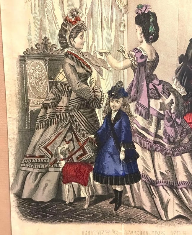 Old Hand Tinted Page from Godey's Fashion for November 1870 - 2