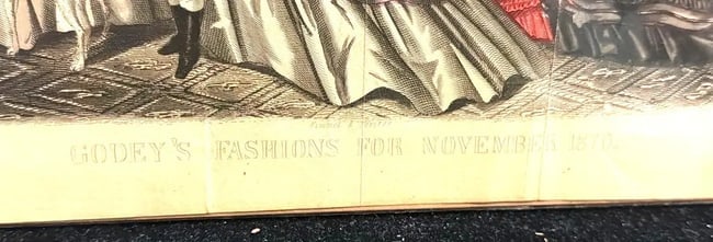 Old Hand Tinted Page from Godey's Fashion for November 1870 - 3