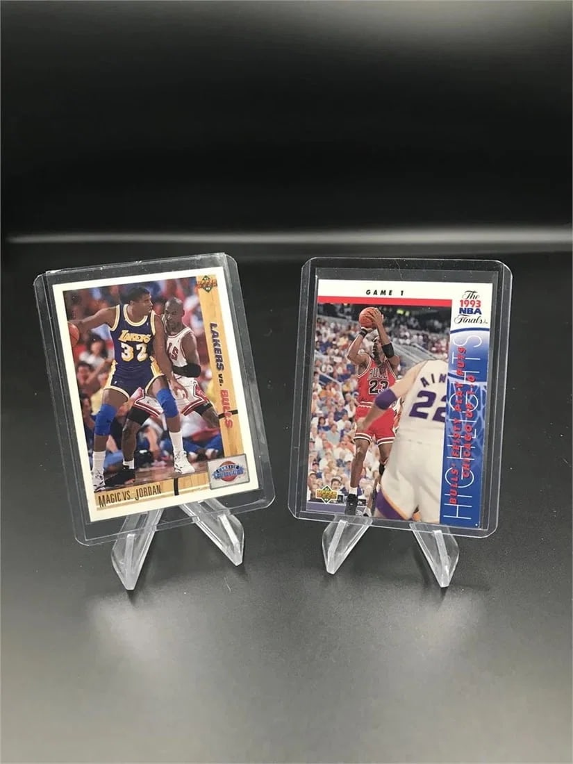 Michael Jordan Cards X2 (2)-- HOF: 1993-94 Upper Deck #198 Michael Jordan Basketball Card NBA Finals Game 1 Highlight Chicago Bulls 1993 1994 93 94 RAW