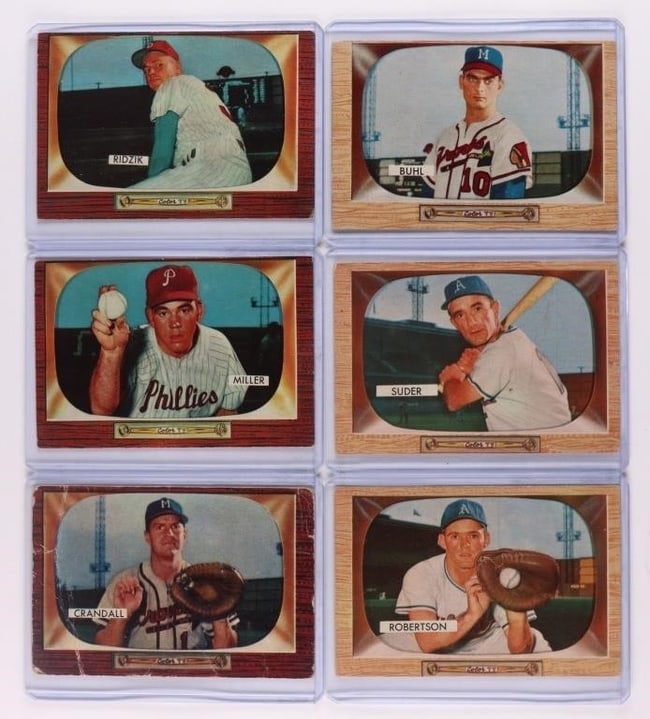 1955 Bowman Lot 6 Cards Total (1 of 2)
