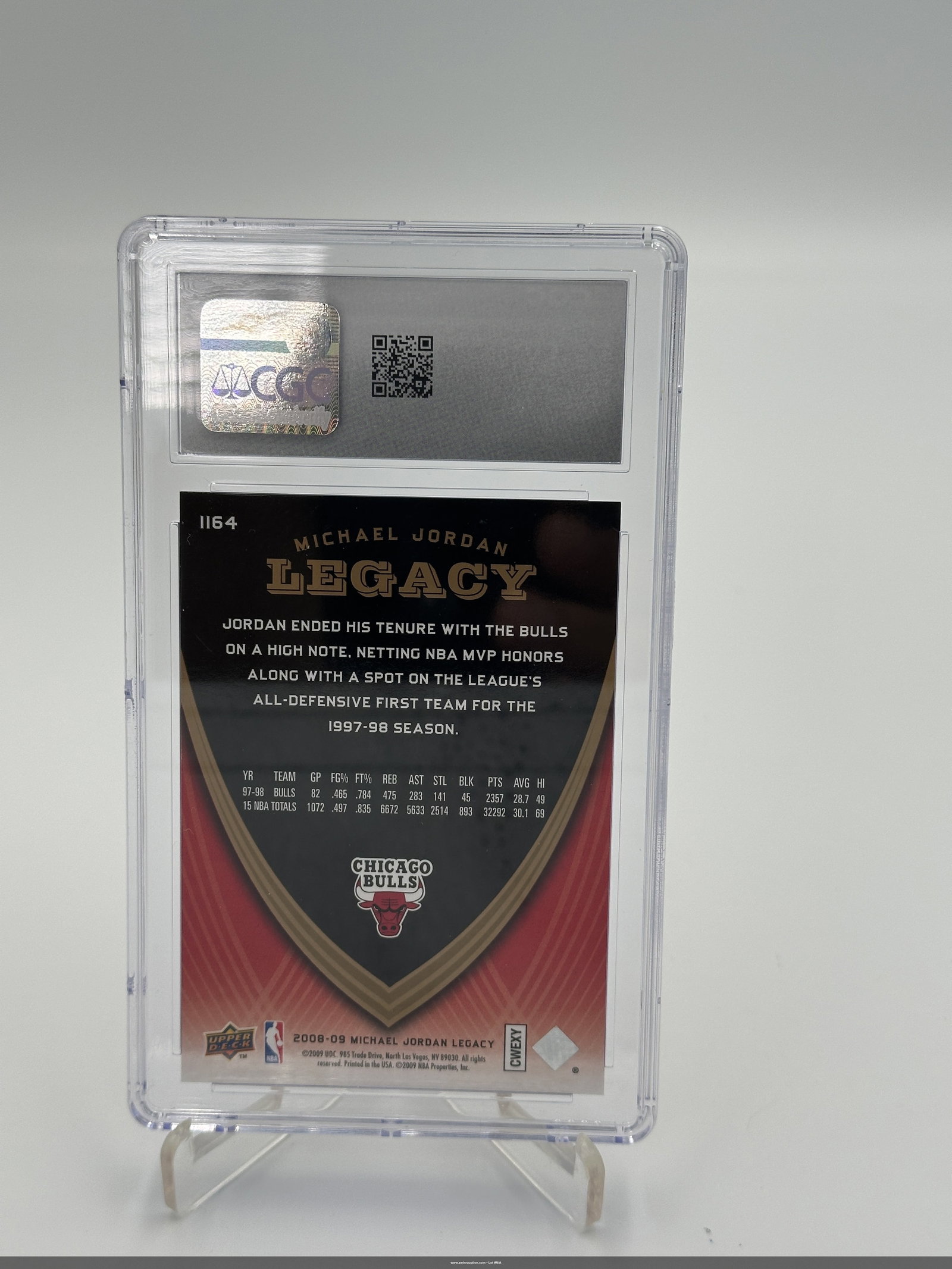2008-09 Upper Deck Michael Jordan Legacy Card Graded 10 - 2