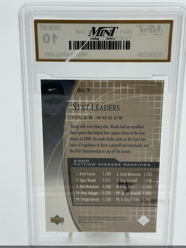 2001 Upper Deck Tiger Woods Stat Leaders Card - 2