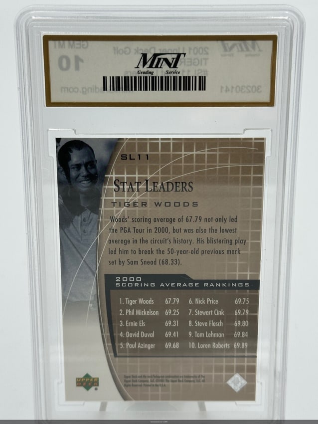 2001 Upper Deck Tiger Woods Stat Leaders Card - 2