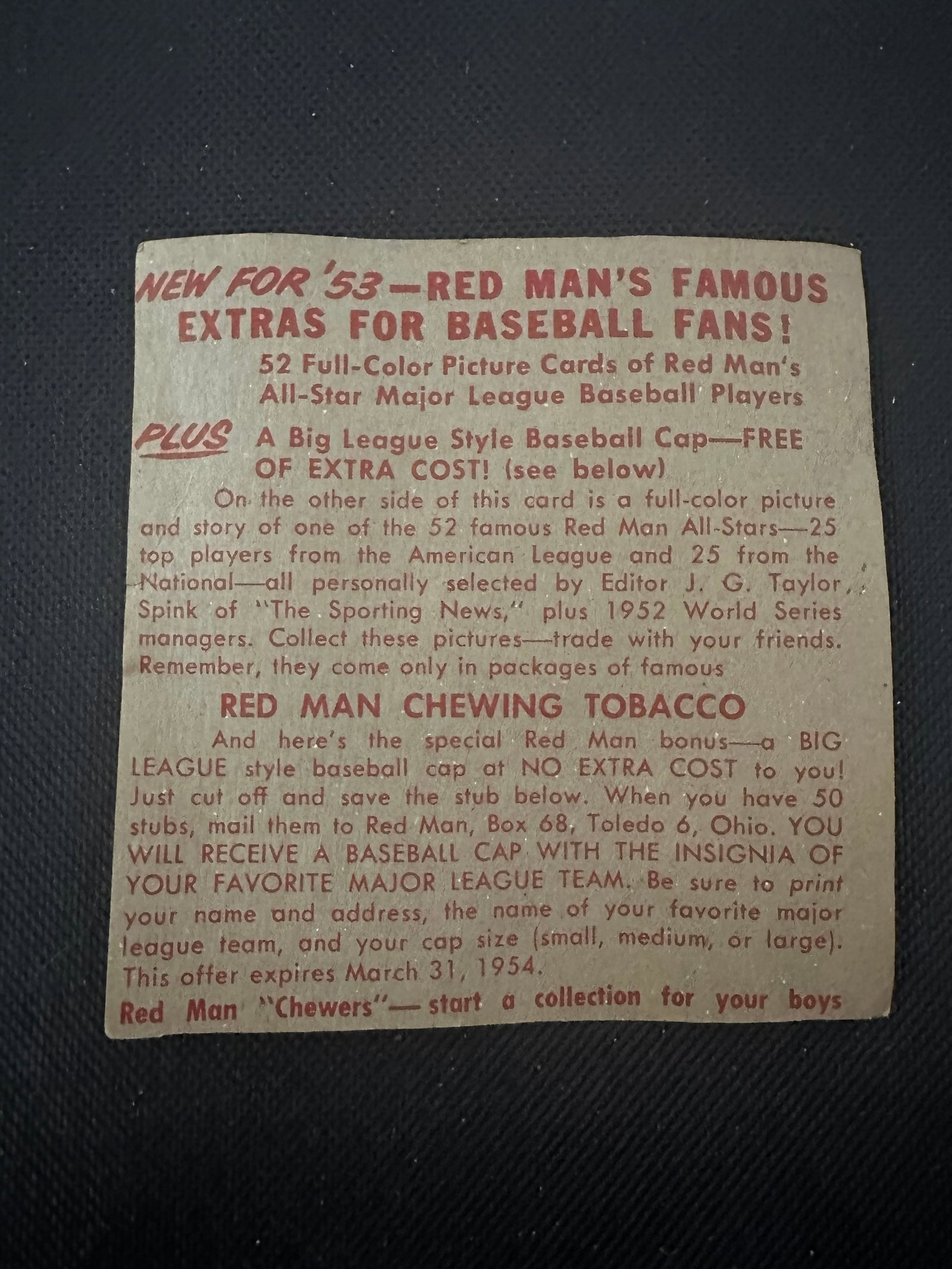 1952 Red Man Baseball Trading Cards - 2