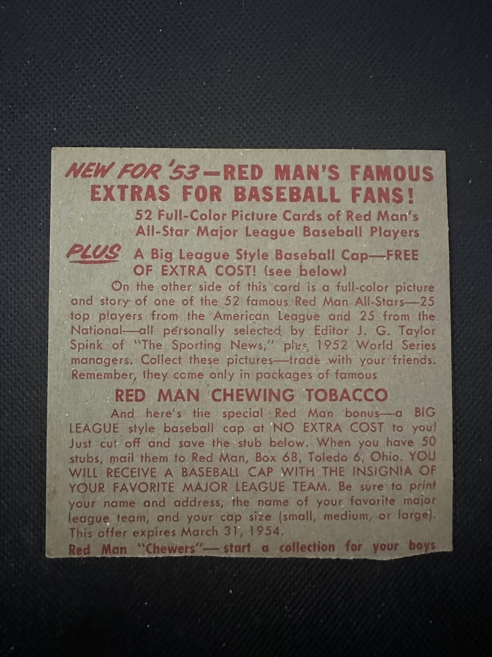 1952 Red Man Baseball Trading Cards - 2
