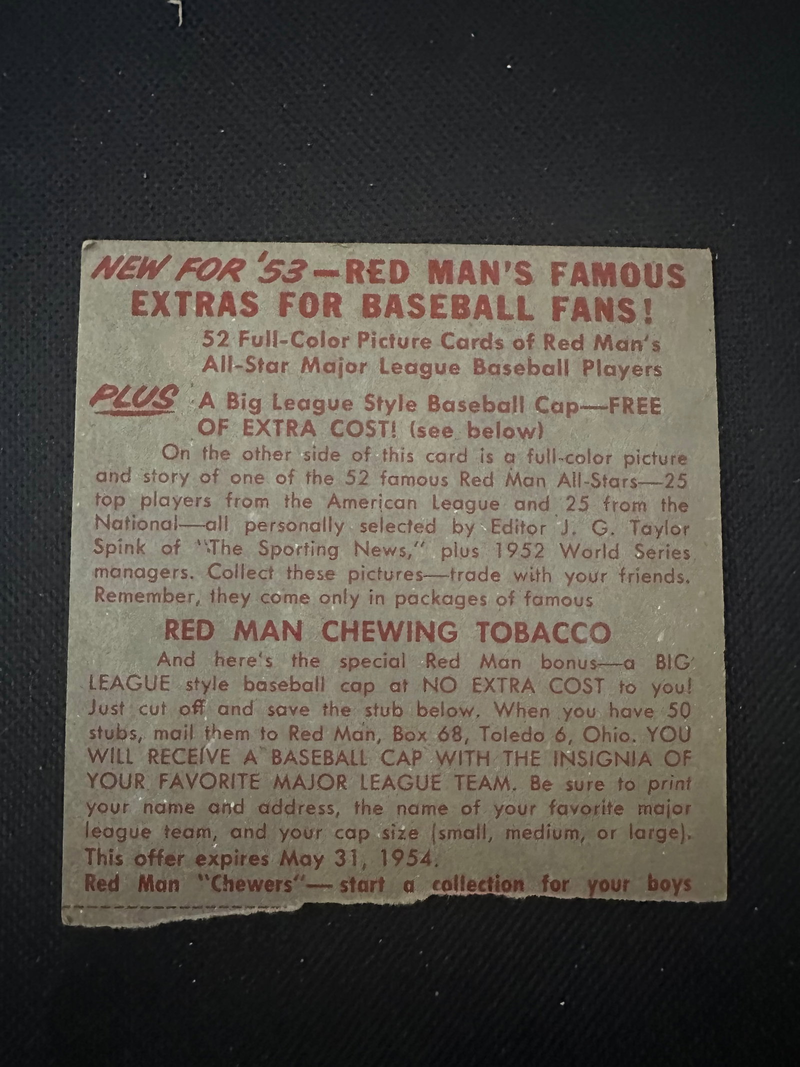 1952 Red Man Baseball Trading Cards - 2