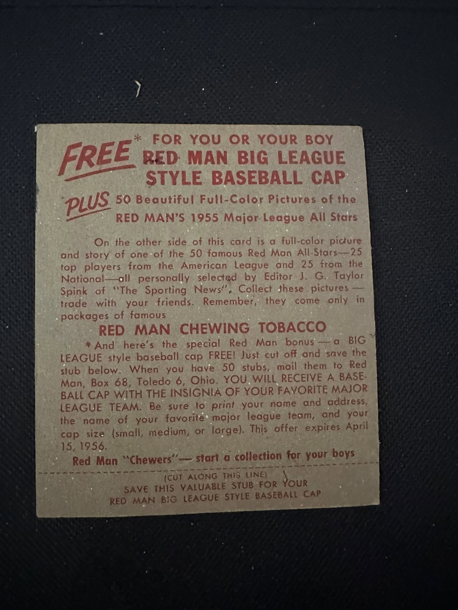 Rare With Tab -1952 Red Man Baseball Trading Cards - 2