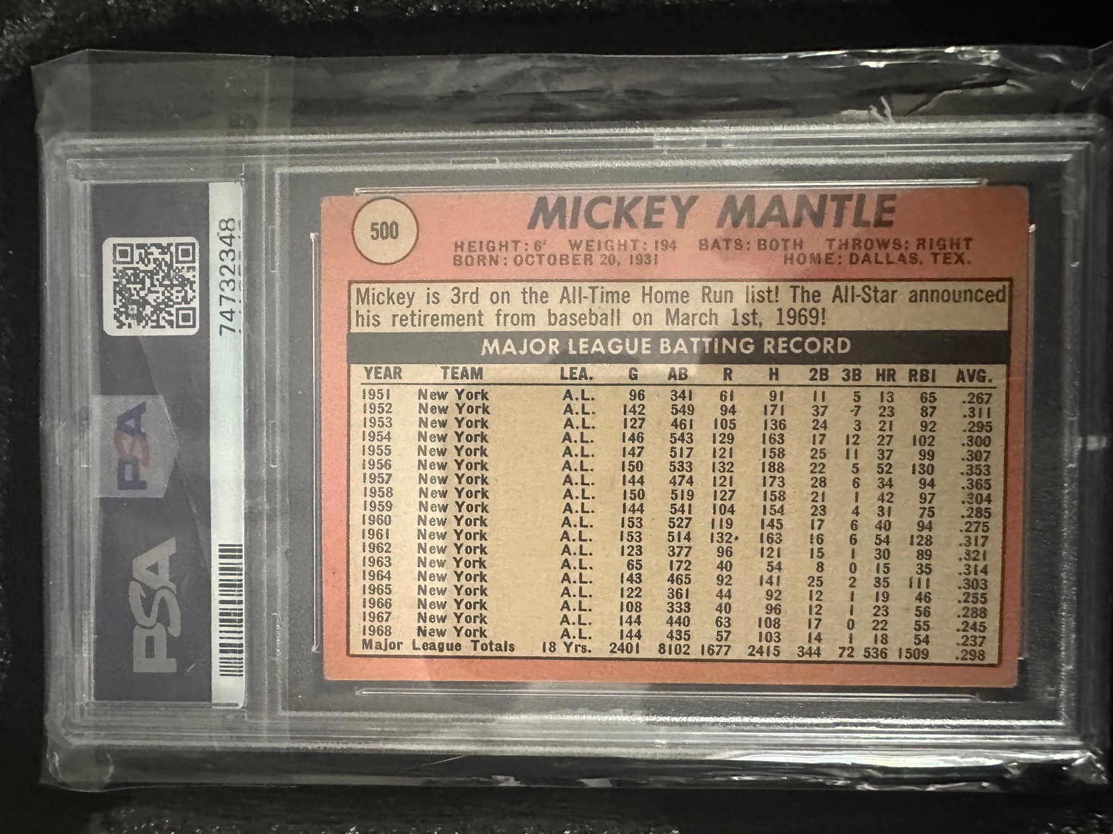 Mickey Mantle - 1969 Topps Yellow Name - 2