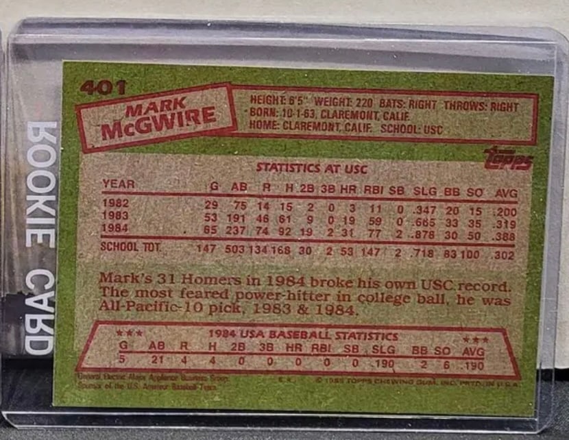 Mark McGuire Team USA - Rookie Card - 2