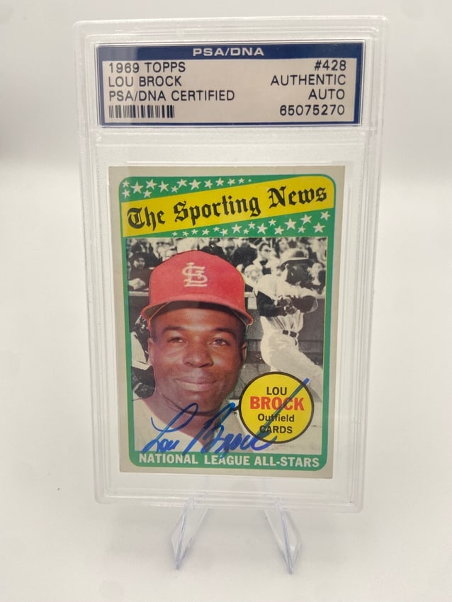 Rare - Highley Collectible - 1969 Topps autographed Lou Brock Card (1 of 1)