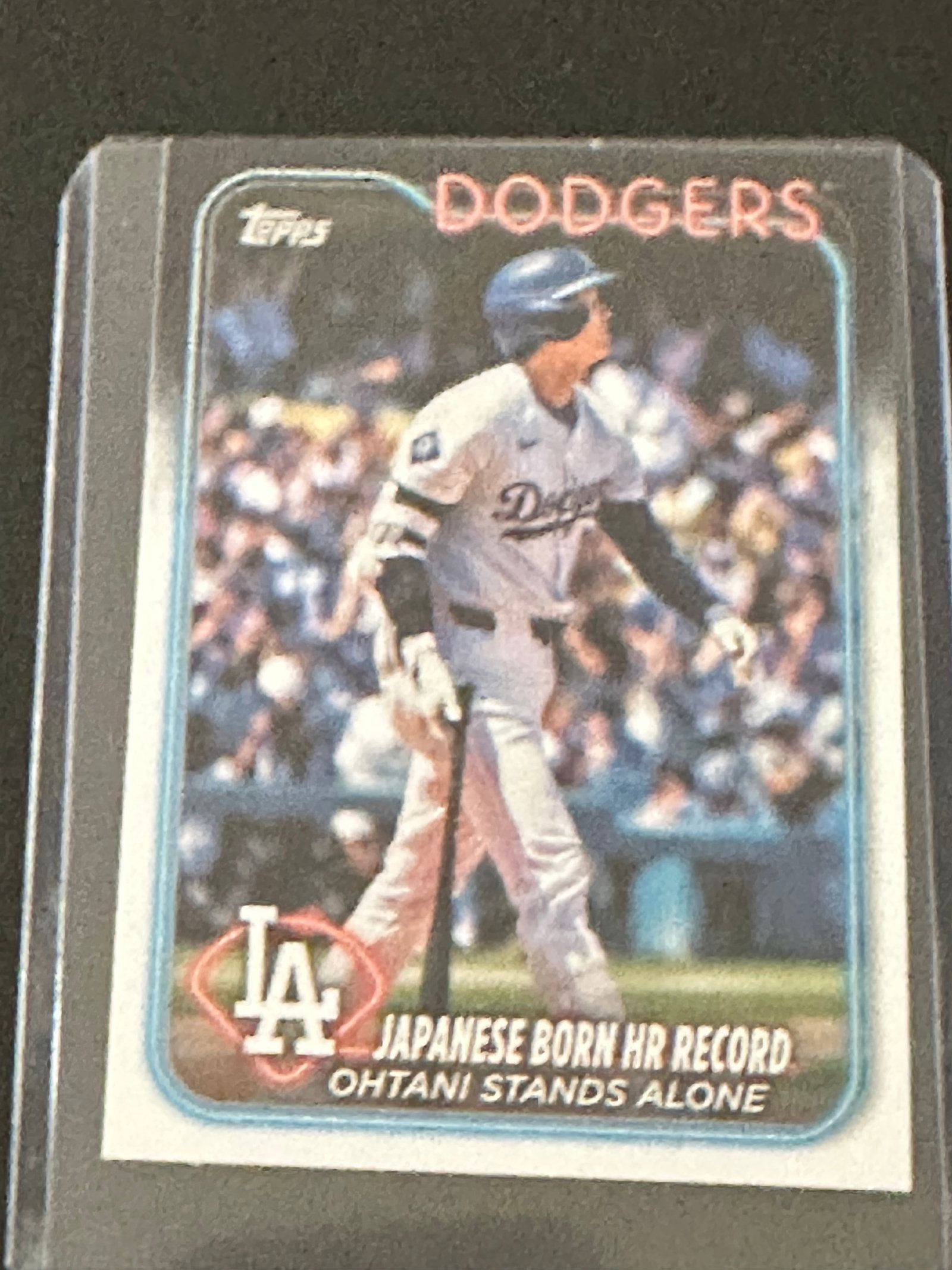 2024 Topps Update Series #US123 Shohei Ohtani "Japanese Born HR Record" highlight: 2024 Topps Update Series #US123 Shohei Ohtani "Japanese Born HR Record" highlight card.It commemorates Ohtani becoming the all-time leader in home runs by a Japanese-born player in MLB history.