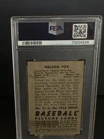 Vintage 1952 Nelson Fox Baseball Bowman Set, Numbered #21. - 2