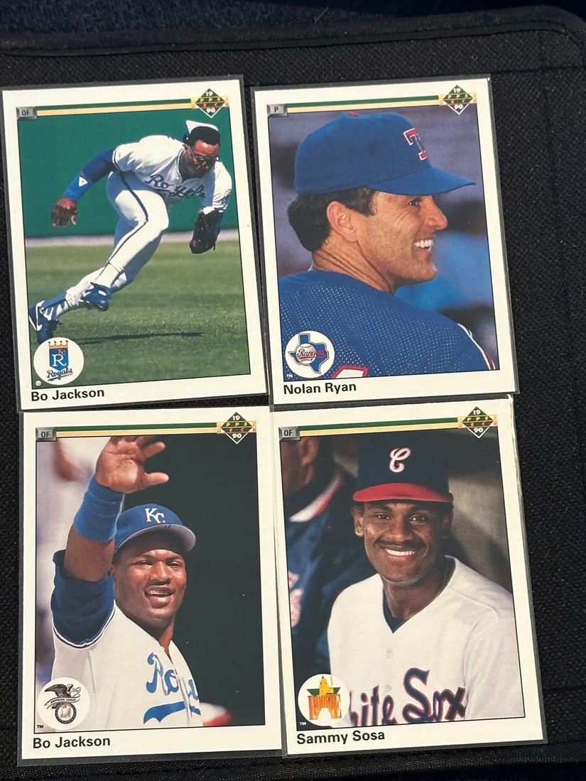 Baseball Trading Cards: Rookies - hofs lot raw - ungraded - condition is as shown and sold as is 1990 upper deck bo jackson kansas city royals #75 baseball card