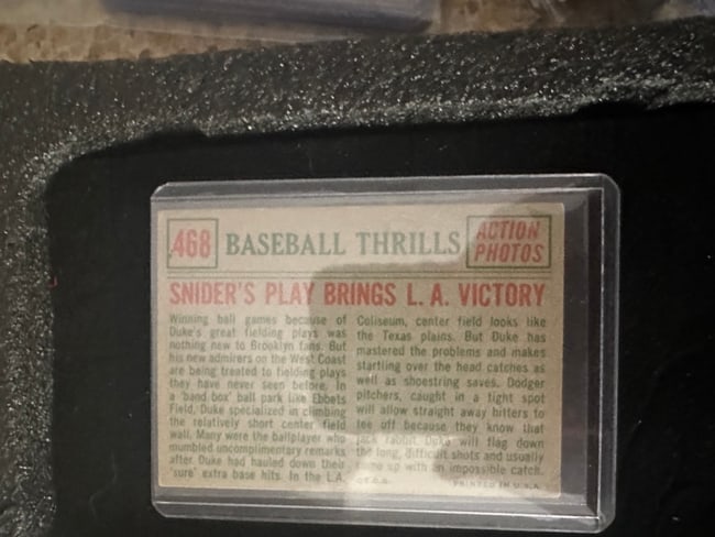 Vintage Highly Collectible - "baseball Thrills" Trading Card - 2