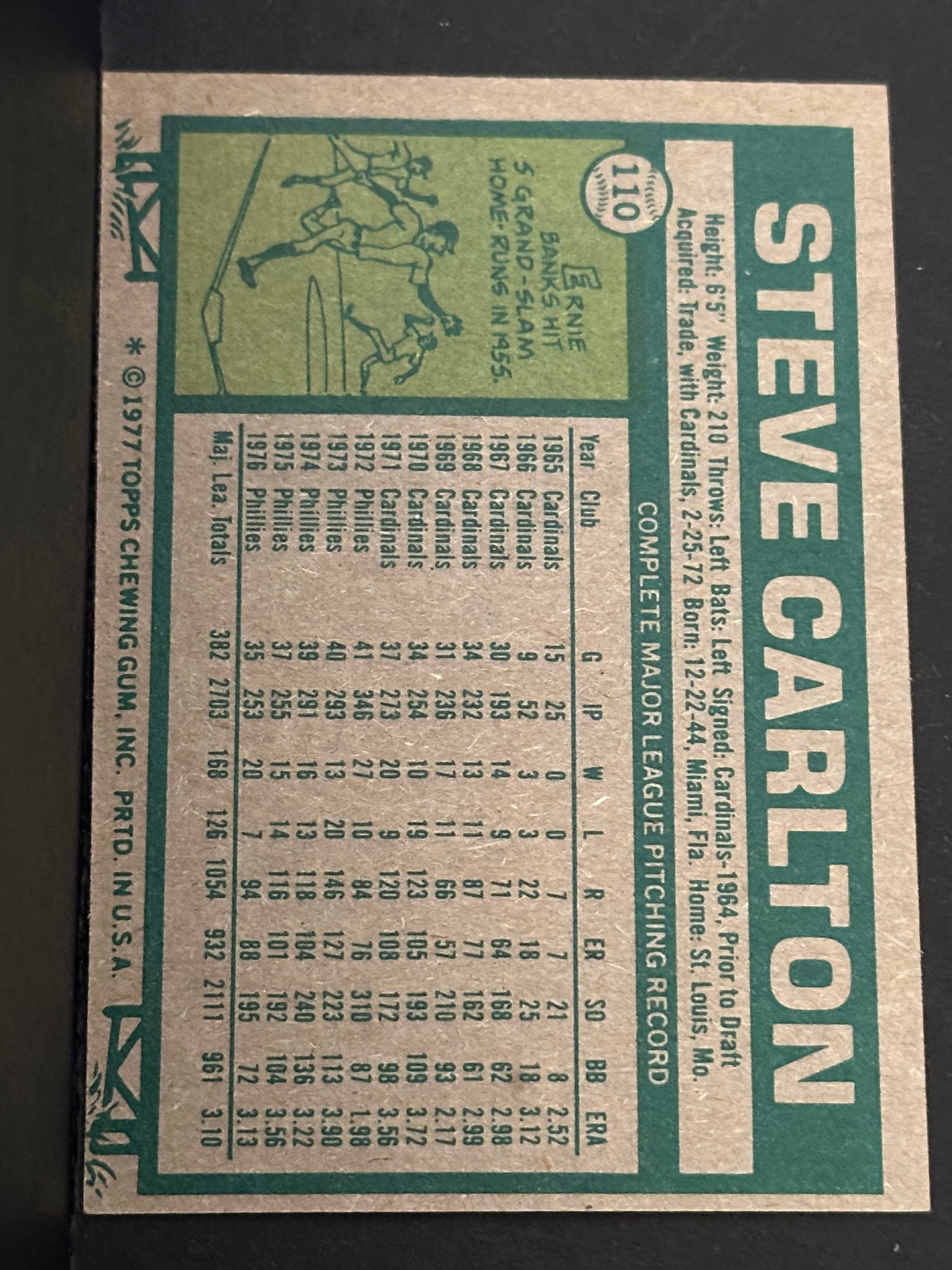 1982 Topps Steve Carlton Baseball Card - 2