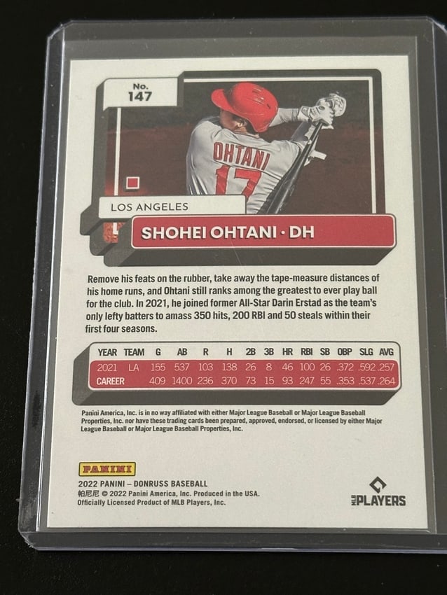 2022 Panini Donruss #147 Shohei Ohtani Baseball Card. - 2