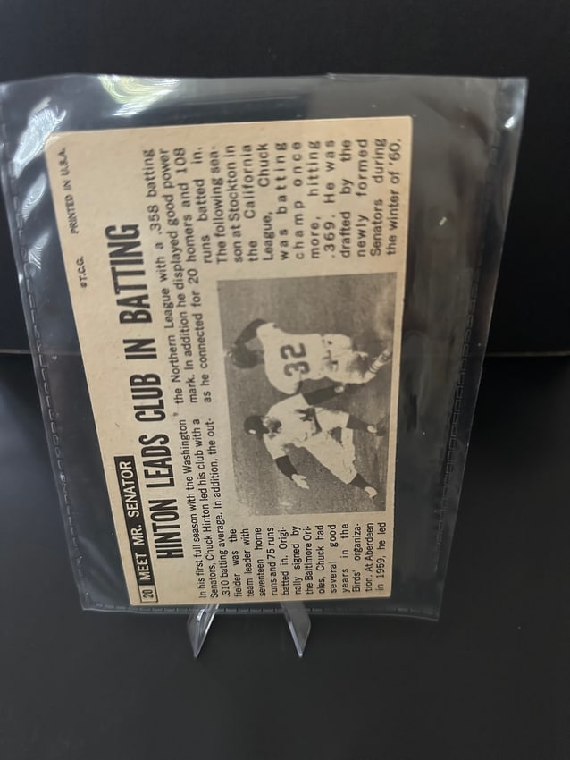 1964 Topps Giant Chuck Hinton Baseball Card - 2