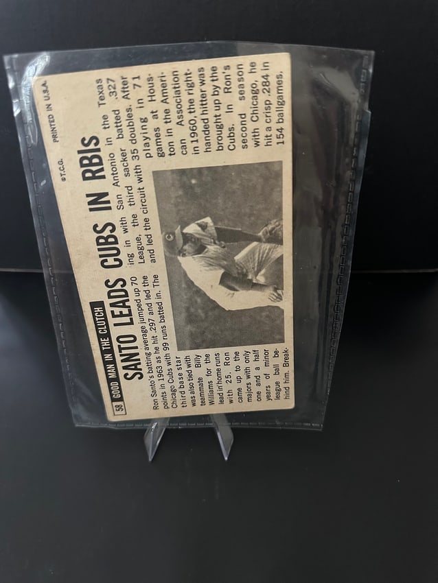 1964 Topps Giant Baseball #58 Ron Santo Hof Chicago Cubs????? Ex - 2
