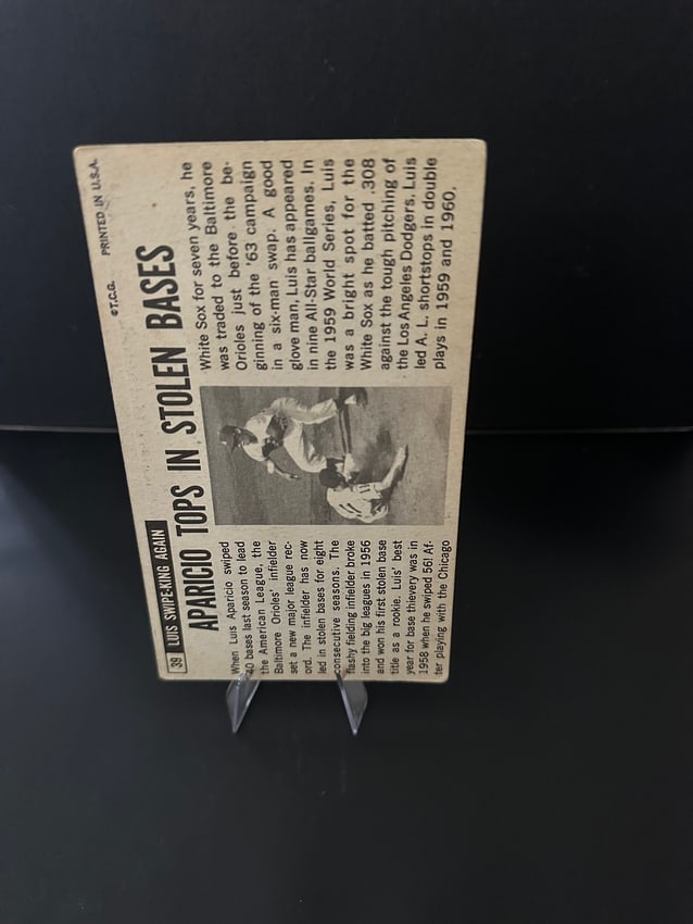 1964 Topps Giants Luis Aparicio Baseball Card - 2