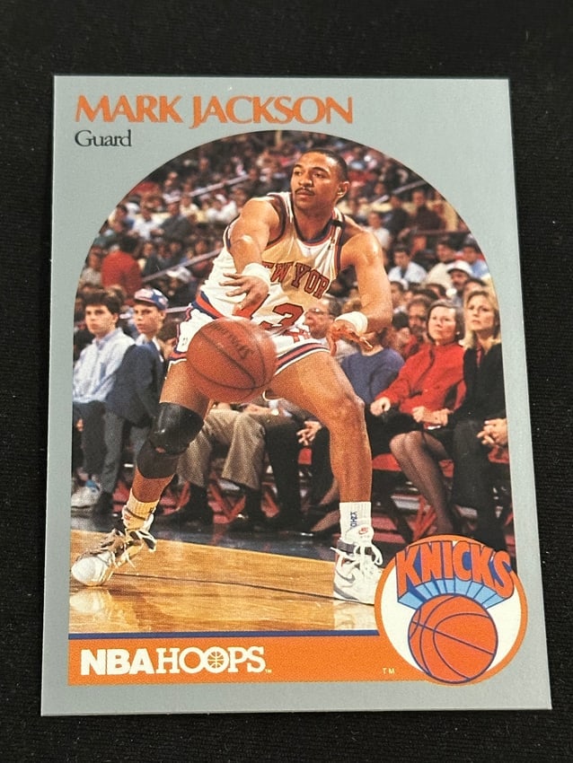Rare Find - Mark Jackson ( Menendez Brothers In Front Row ): Mark jackson 1990-91 nba hoops basketball #205 menendez brothers in background