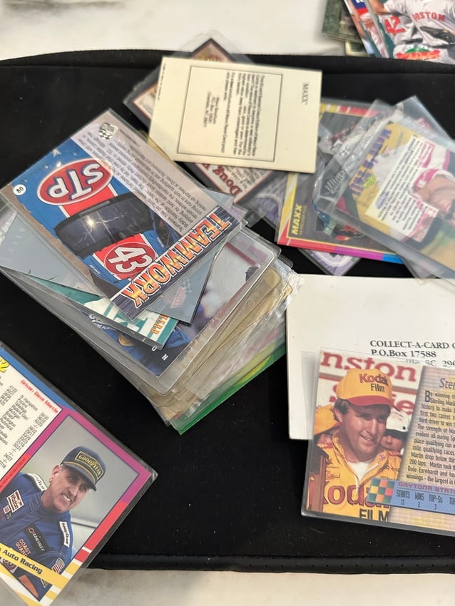 Vintage - Large Lot -nascar And Other Racing Trading Cards: Lot is mostly sleeved and or in top loaders - top loaders are very dusty and dirty -