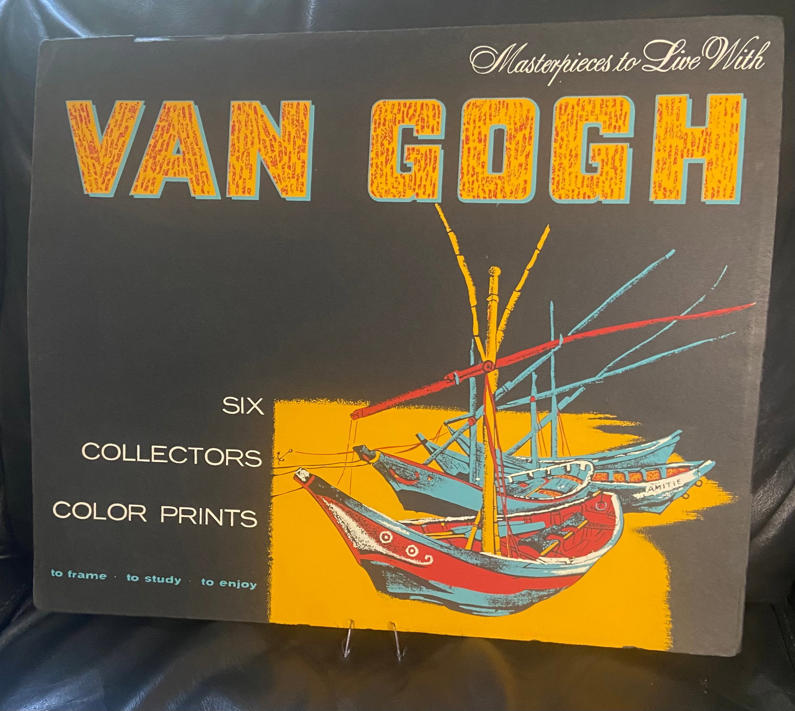 Vintage Van Gogh Art Print Portfolio: A mid-century collectible art folder with 4 color reproduction van gogh art prints. Portfolios from this specific promotional series were distributed to educate, study and enjoy throughout the 1950s