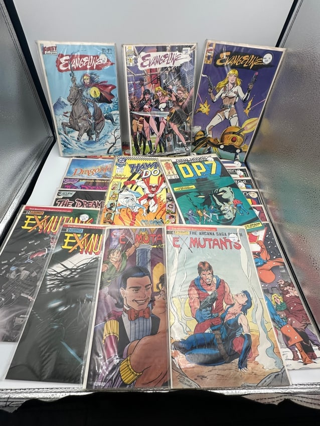 Copper Age 1980s And Modern Dark Age 1990s Comic Books: Rare series individual lot collectible comic books - most boarded and bagged. 2 #1 issues - large singles - lotdp7vintage 1987 - evangeline comics ex-mutants: shattered earth chronicles and more