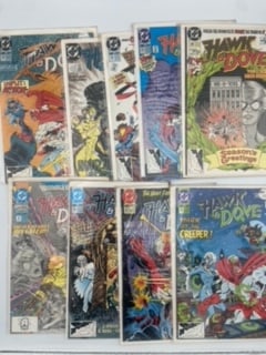 Copper Age 1980s And Modern Dark Age 1990s Comic Books: Hawk & dove series bagged and boarded lot of 9