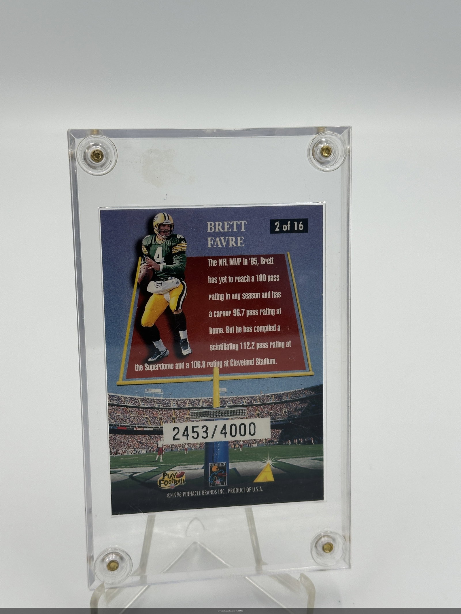 Brett Favre Pinnacle Summit Turf Team Card 1996 - 2
