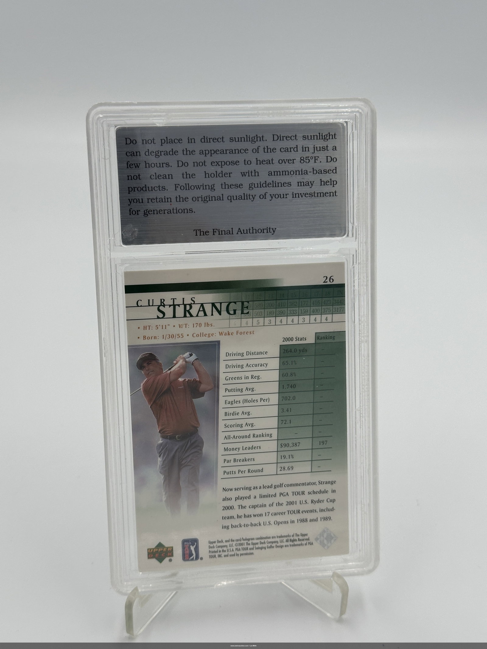 2001 Upper Deck Curtis Strange #26 Nm-mt 8 Golf Card - 2