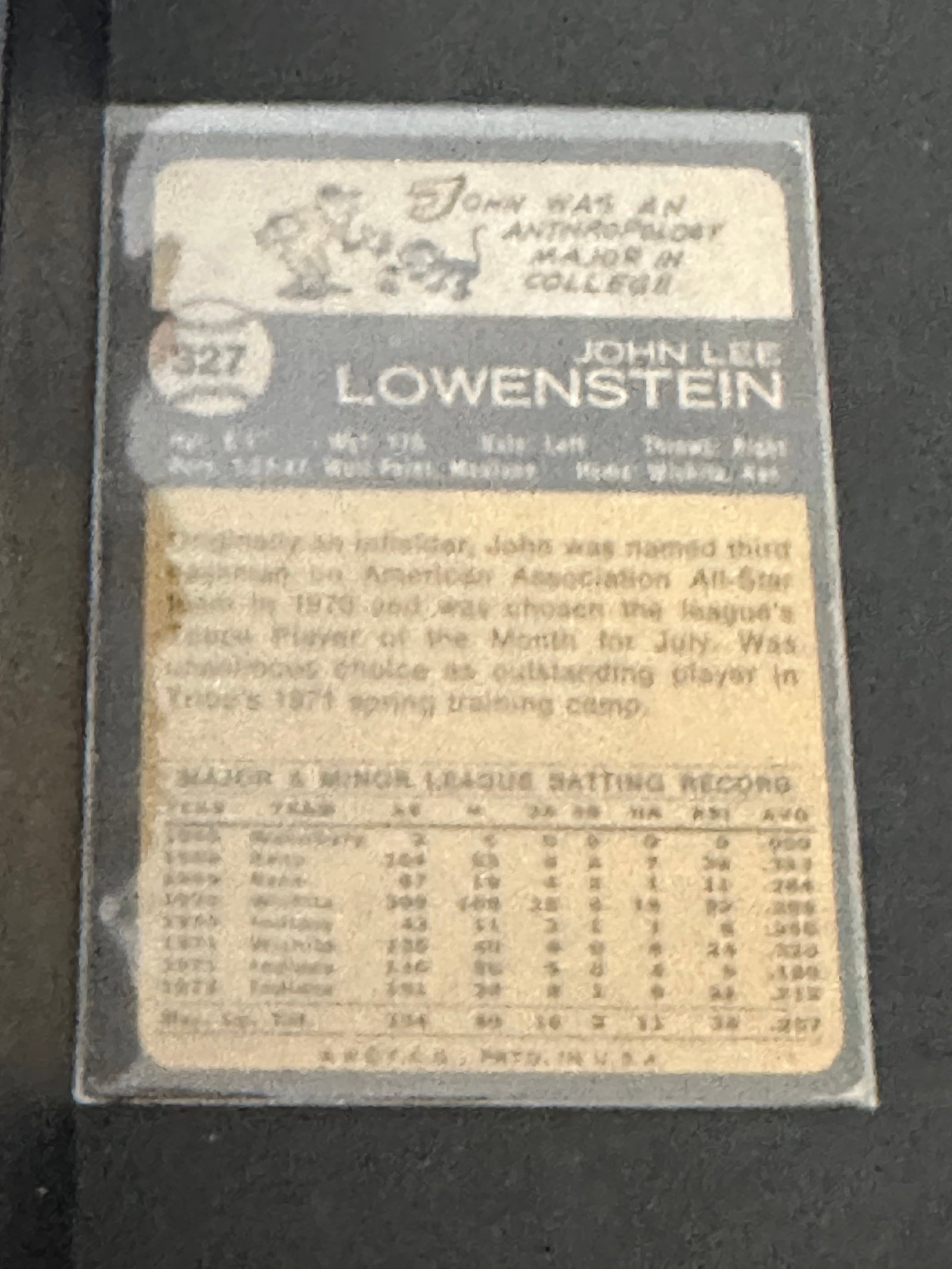 1973 Topps John Lowenstein Rookie Card - 2