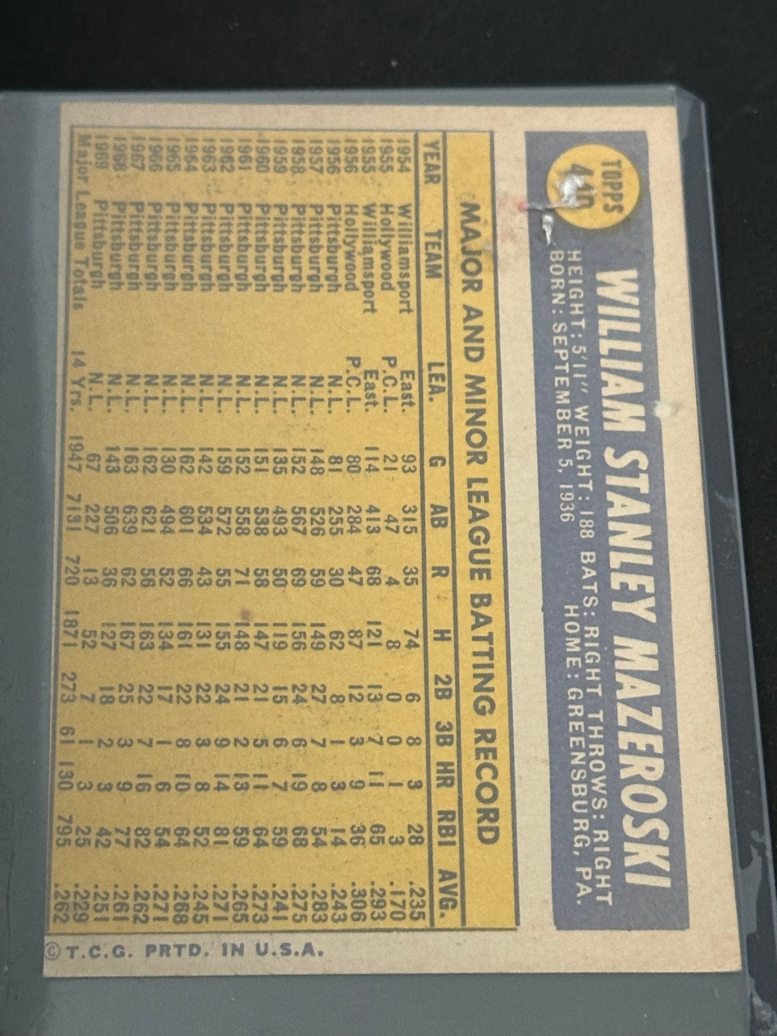 1972 Topps Bill Mazeroski #165 Baseball Card - 2